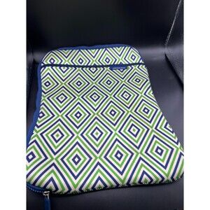 Jonathan Adler Large Laptop Sleeve RETRO GEOMETRIC Blue&Green Padded